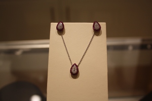 Ruby and diamonds necklace, white gold 18 carat chain